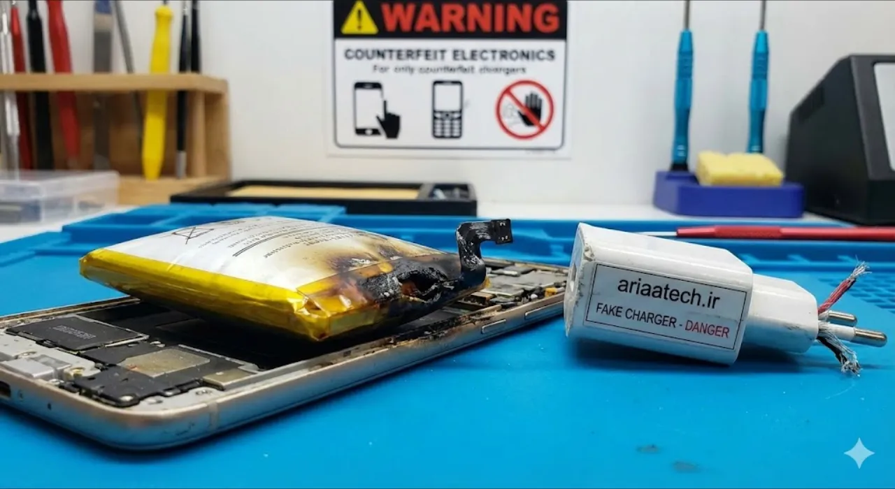 بررسی برد داخلی شارژر سامسونگ اصل و تقلبی و تفاوت کیفیت قطعات